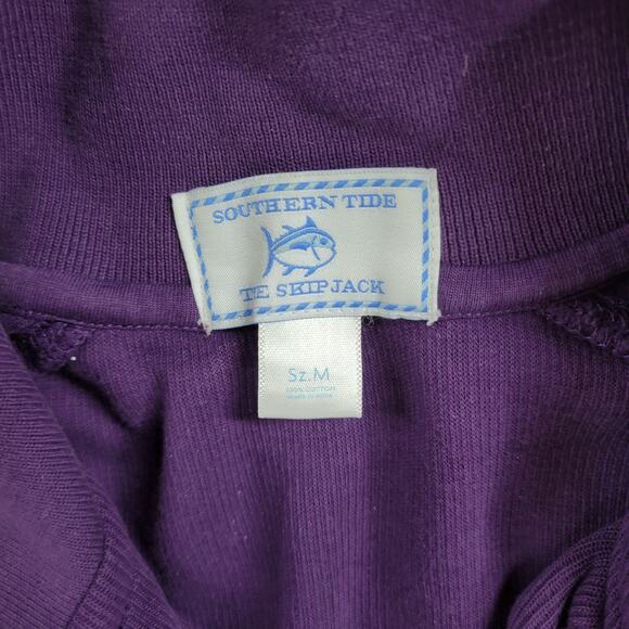 Southern Tide The Skip Jack Sweater Mens M Purple Ribbed Knit 1/4 Zip Logo - Picture 8 of 15